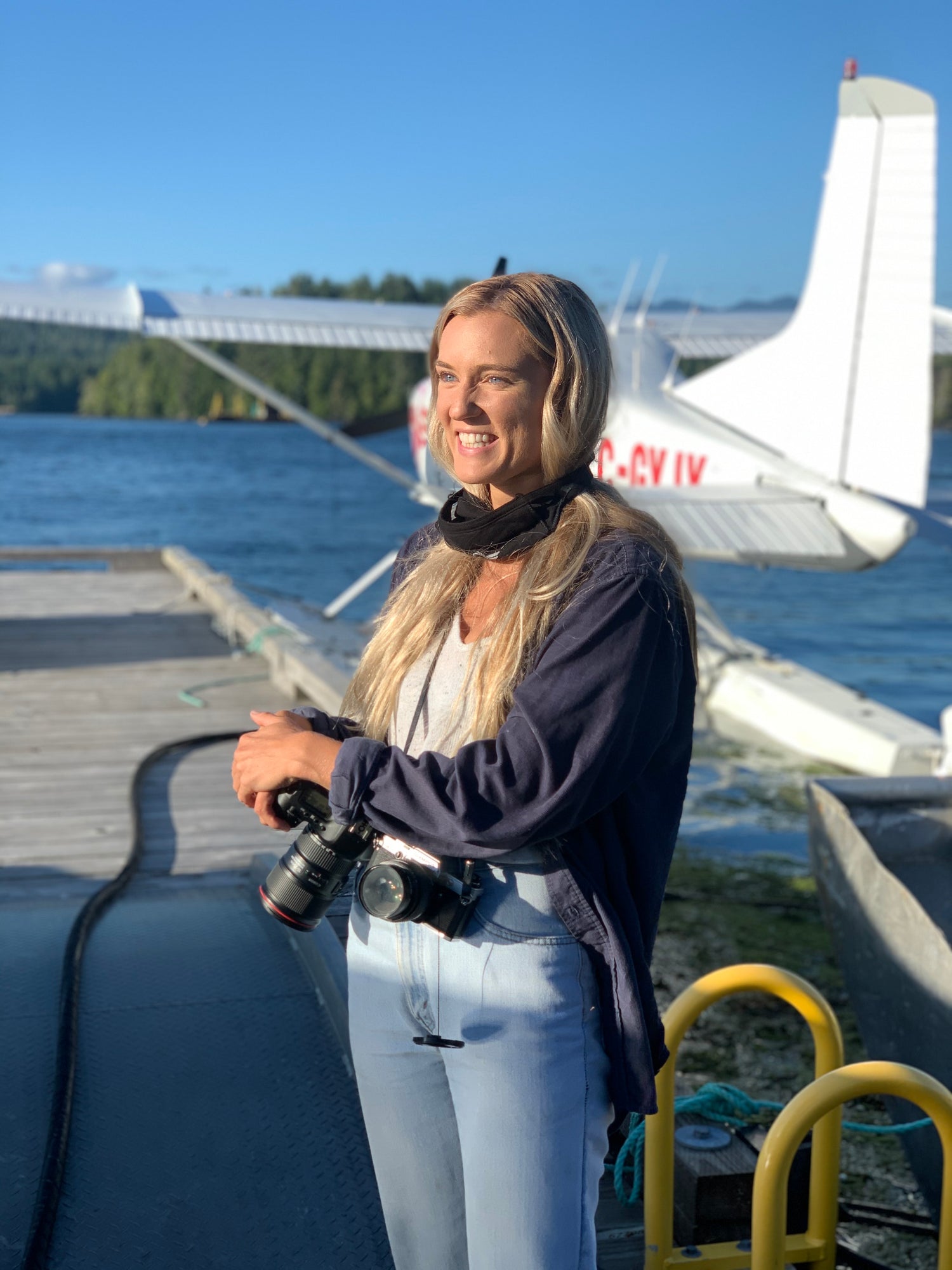 Photo of Steffi Jade taken by Jeremy Koreski in Tofino BC on a Jeremy Koreski Gallery staff flight with Atleo Air.